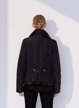 Load image into Gallery viewer, Notch Collar Quilted Jacket w/Mink Trim