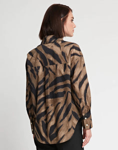 Larissa Long Sleeve Abstract Zebra Print Shirt