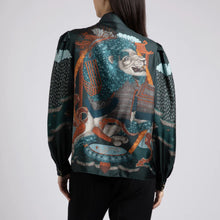 Load image into Gallery viewer, The Snow Lion Stand Collar Silk Blouse