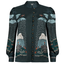 Load image into Gallery viewer, The Snow Lion Stand Collar Silk Blouse