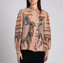Load image into Gallery viewer, The Song Deer Stand Collar Silk Blouse