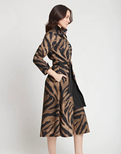Tamron Long Sleeve Abstract Zebra Print Dress