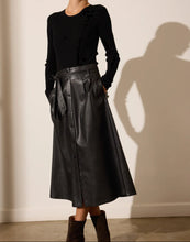 Load image into Gallery viewer, Teagan Vegan Leather Belted Skirt