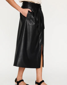 Teagan Vegan Leather Belted Skirt