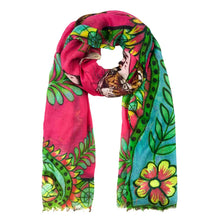 Load image into Gallery viewer, Tiger & Jungle Handprinted Cashmere Scarf