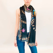 Load image into Gallery viewer, Venice Leopard Handprinted Cashmere Scarf
