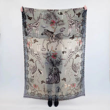 Load image into Gallery viewer, Wildlife Handprinted Cashmere Scarf
