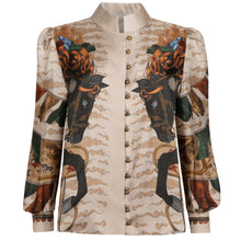 Load image into Gallery viewer, The Wind Horse Stand Collar Silk Blouse