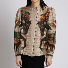 Load image into Gallery viewer, The Wind Horse Stand Collar Silk Blouse