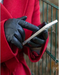 Women's Cashmere Lined Touchscreen Leather Gloves