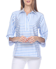 Load image into Gallery viewer, Aileen 3/4 Sleeve Pastel Stripe/Gingham Button-Back Blouse