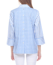 Load image into Gallery viewer, Aileen 3/4 Sleeve Pastel Stripe/Gingham Button-Back Blouse