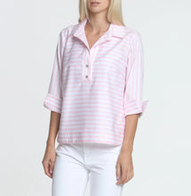 Load image into Gallery viewer, Aileen 3/4 Sleeve Pastel Stripe/Gingham Button-Back Blouse