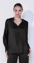 Load image into Gallery viewer, Armede Band Collar Blouse in 100% Silk Sateen
