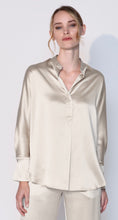 Load image into Gallery viewer, Armede Band Collar Blouse in 100% Silk Sateen