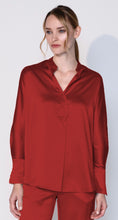 Load image into Gallery viewer, Armede Band Collar Blouse in 100% Silk Sateen
