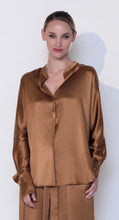 Load image into Gallery viewer, Armede Band Collar Blouse in 100% Silk Sateen