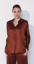 Load image into Gallery viewer, Armede Band Collar Blouse in 100% Silk Sateen