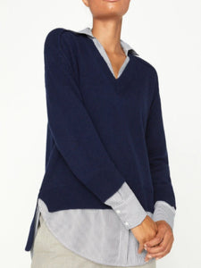 Looker Layered V-Neck Sweater Stripe