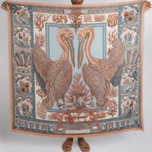 Load image into Gallery viewer, The Pelicans and the Sea Wool Silk Scarf
