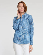 Load image into Gallery viewer, Diane Long Sleeve Blue &amp; White Paisley Print
