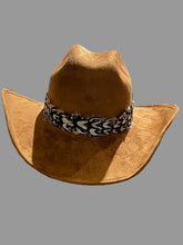 Load image into Gallery viewer, Brown Suede Cowboy Hat with Feather Band
