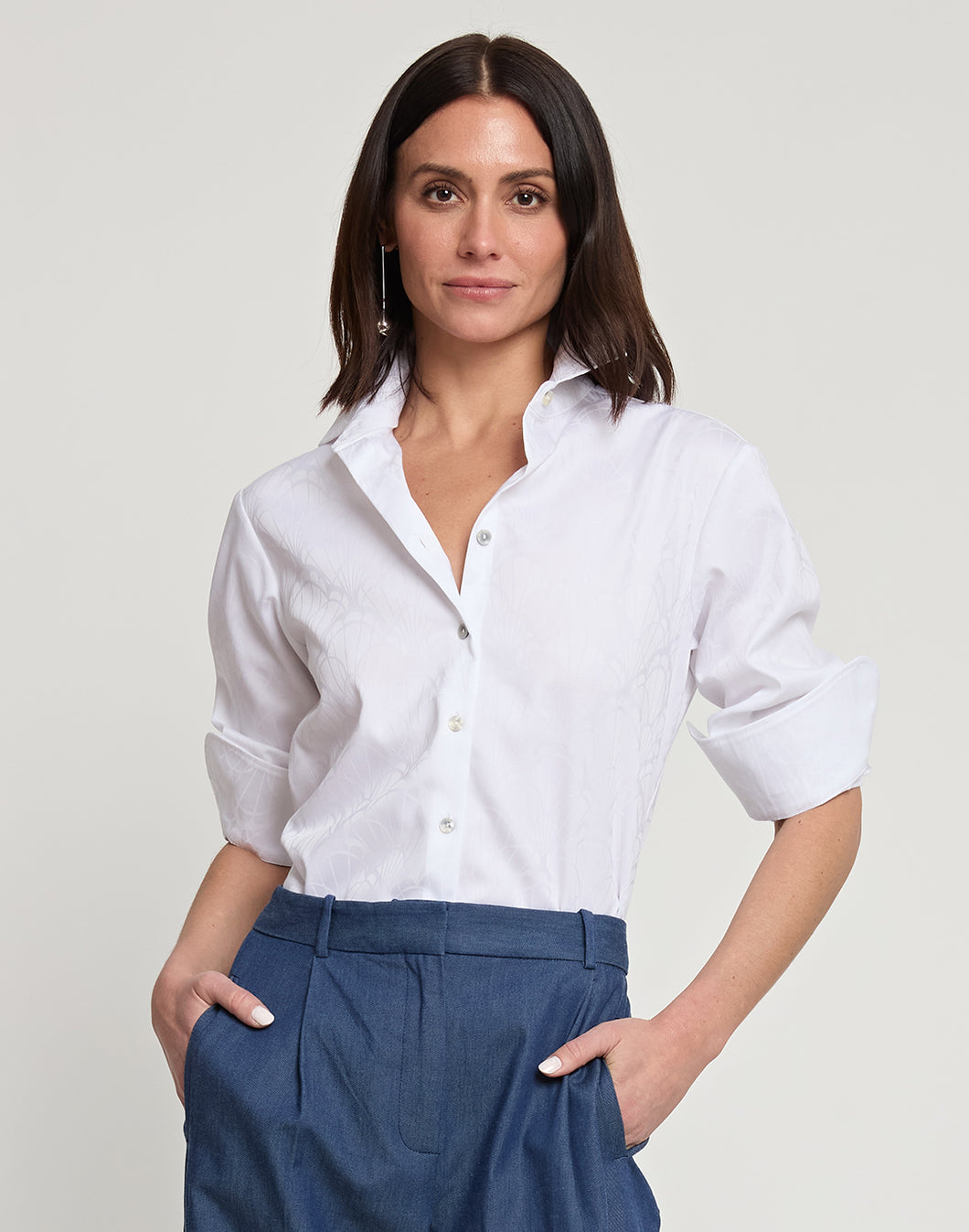 Margot Long Sleeve Deco Jacquard Shirt