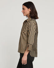 Load image into Gallery viewer, Aileen 3/4 Sleeve Black Stripe/Gingham Combo Top
