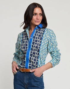 Margot Long Sleeve Maze Geo Print Shirt