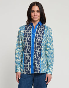 Margot Long Sleeve Maze Geo Print Shirt