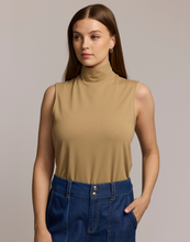 Load image into Gallery viewer, Carolina Sleeveless Mock Neck Double Knit Panel Shirt

