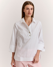 Load image into Gallery viewer, Charlotte 3/4 Sleeve Leaf Motif Jacquard Blouse
