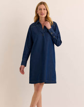Load image into Gallery viewer, Monica Long Sleeve Dark Wash Denim Dress
