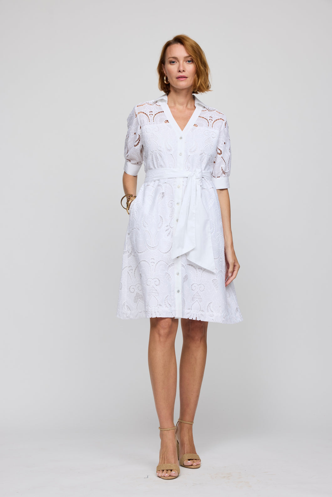 Luca Elbow Sleeve Embroidery Dress