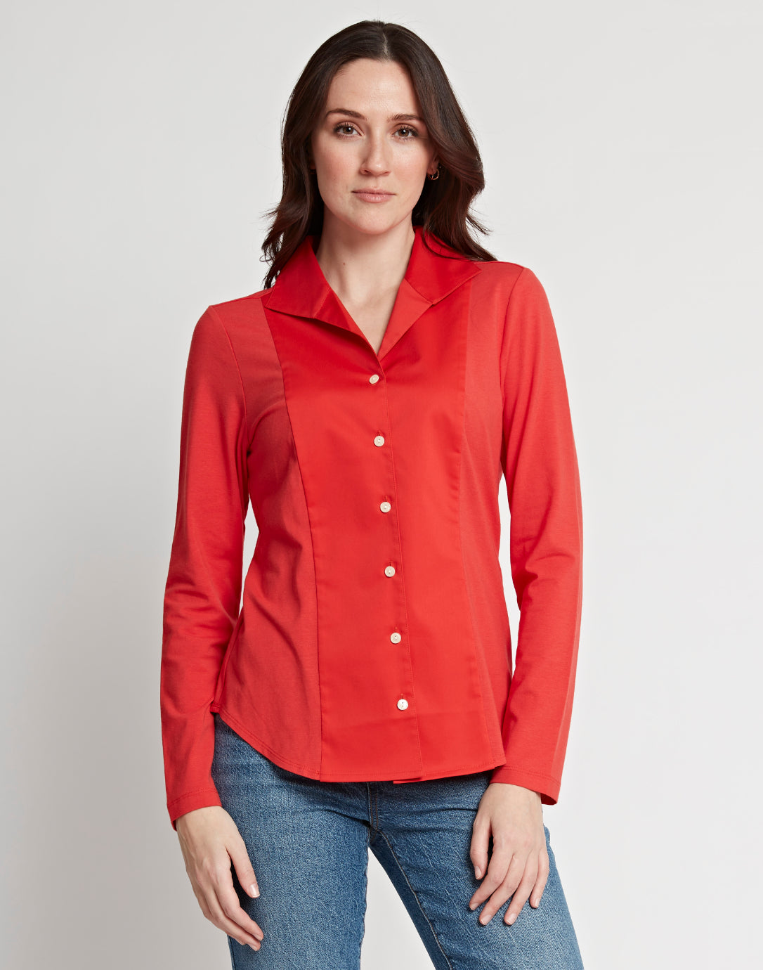 Donna Long Sleeve Wing Collar Donna Long Sleeve Wing Collar