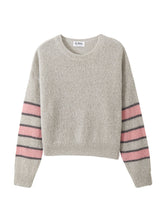 Load image into Gallery viewer, Raine Cashmere Striped-Sleeve Crew Neck
