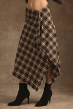 Load image into Gallery viewer, Ambar Cotton Plaid Drape Midi Skirt
