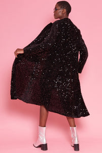 Sequin Velvet Trench Coat