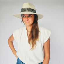Load image into Gallery viewer, Cream Suede Hat with Feather Band
