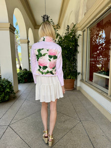 Pink Hydrangeas Pink Denim Jacket