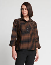 Load image into Gallery viewer, Aileen 3/4 Sleeve Black Stripe/Gingham Combo Top
