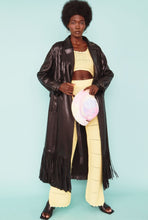 Load image into Gallery viewer, Tassel Trench Coat in Metallic Bronzed Black
