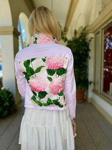 Pink Hydrangeas Pink Denim Jacket