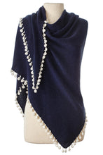 Load image into Gallery viewer, Pom-Pom Cashmere Triangle Wrap
