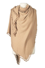 Load image into Gallery viewer, Pom-Pom Cashmere Triangle Wrap
