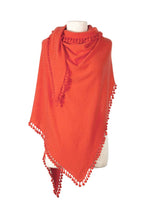 Load image into Gallery viewer, Pom-Pom Cashmere Triangle Wrap
