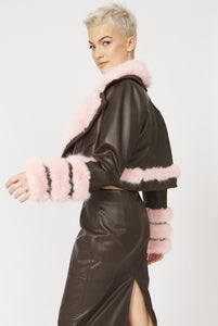 Biker Jacket with Fur Trim