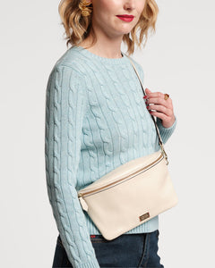 Billie Sling Crossbody Crinkled Leather Bag Oyster