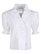 Load image into Gallery viewer, Cici White Poplin Ruffle Collar Blouse
