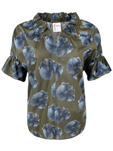 Crosby Top Watercolor Olive Pansy Print